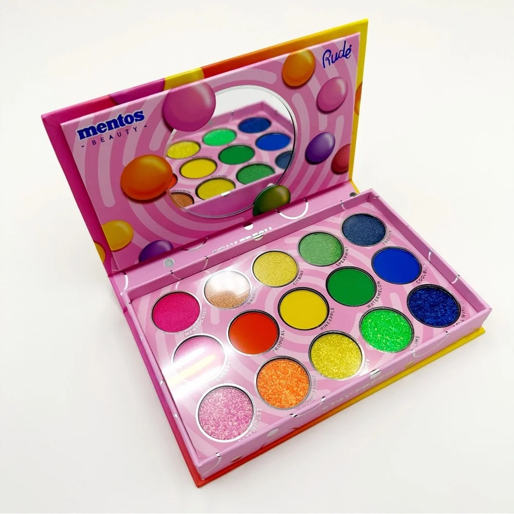 Rude Cosmetics Mentos Mixed Fruit Neon Eyeshadow Palette  Rainbow Shimmer Gift